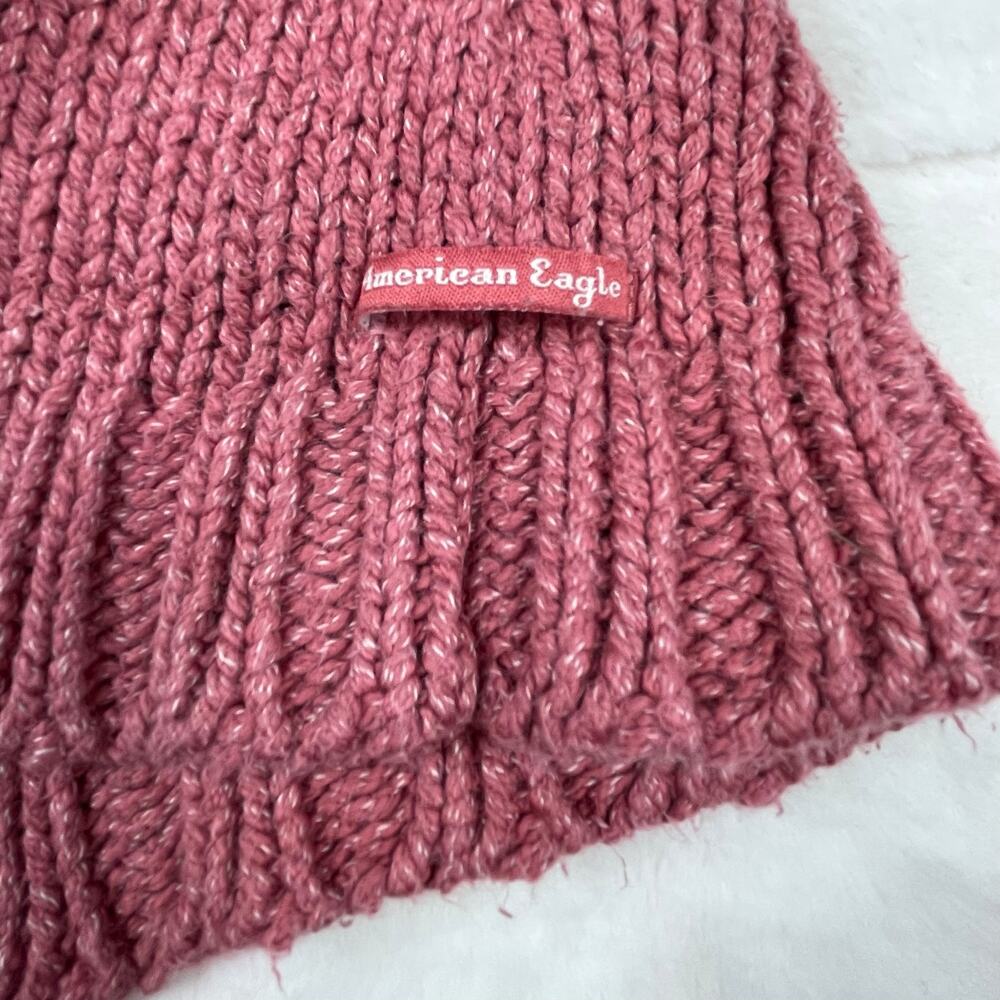 🔥Vintage Y2K 2000s Chunky Knit American Eagle Outfitters Pink Pullover Sweater - Picture 7 of 14